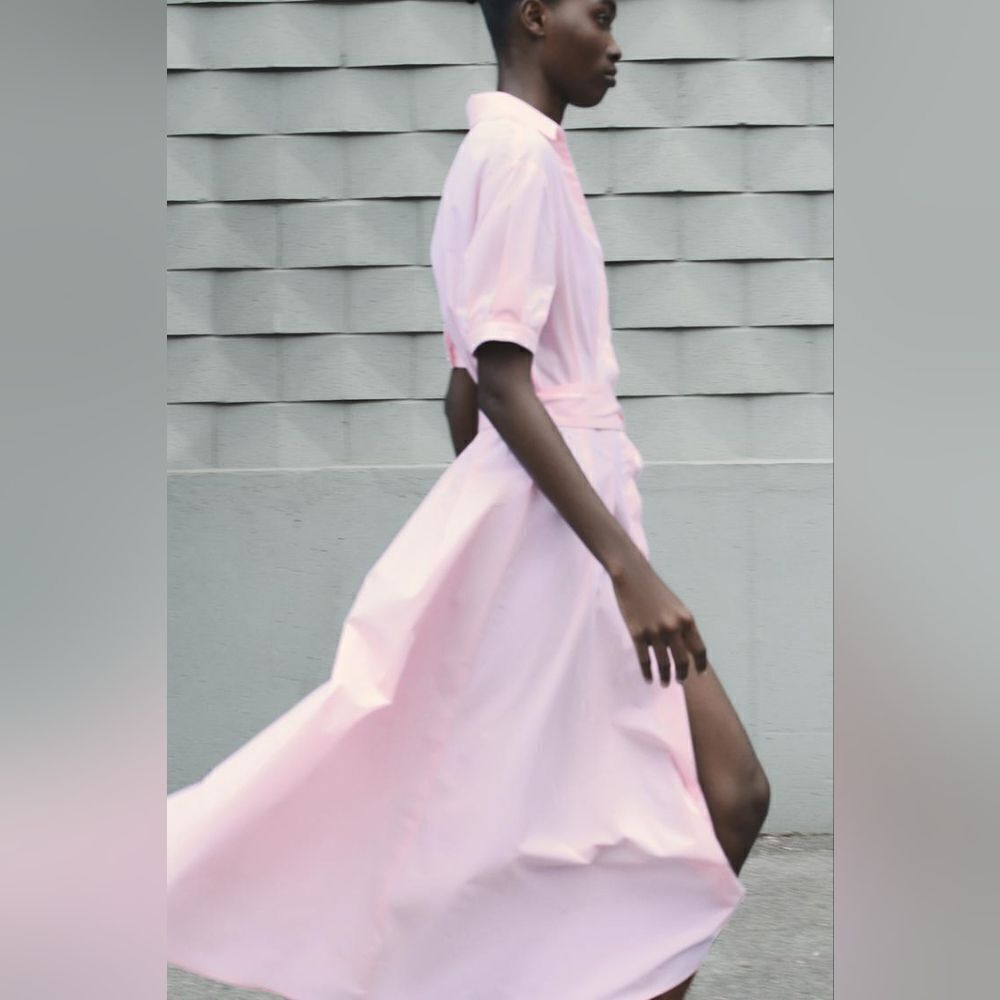 NWT ZARAβPOPLINβSHIRTDRESSβpink - Picture 7 of 13